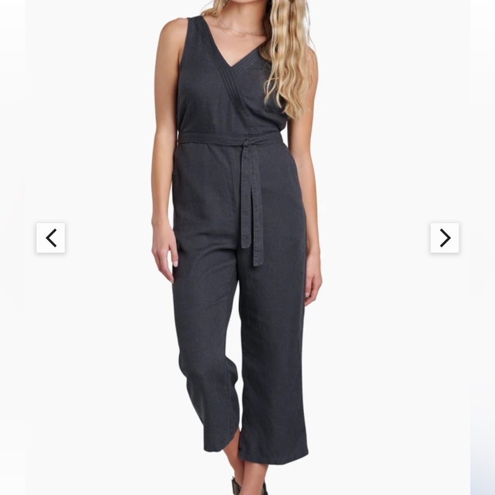KUHL Fresco Sleeveless Jumpsuit M black/Grey Linen romper